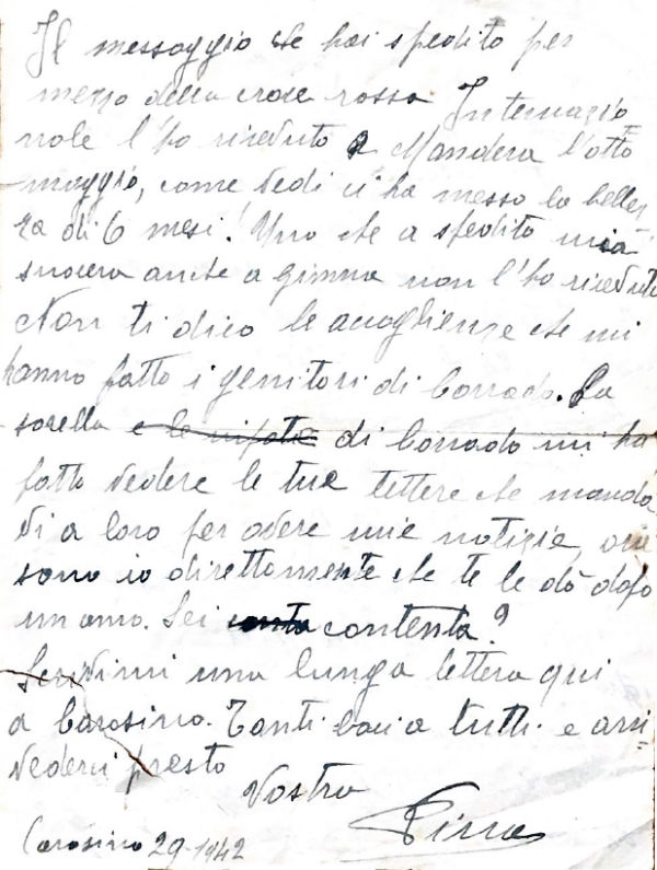 Lettera da Pina alla madre, scritta a Carosino, pagina 2
