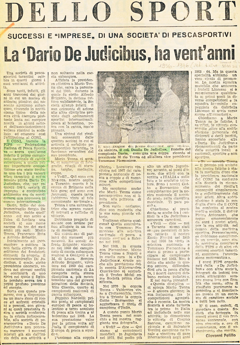 Articolo del “Corriere del Giorno” del 1977