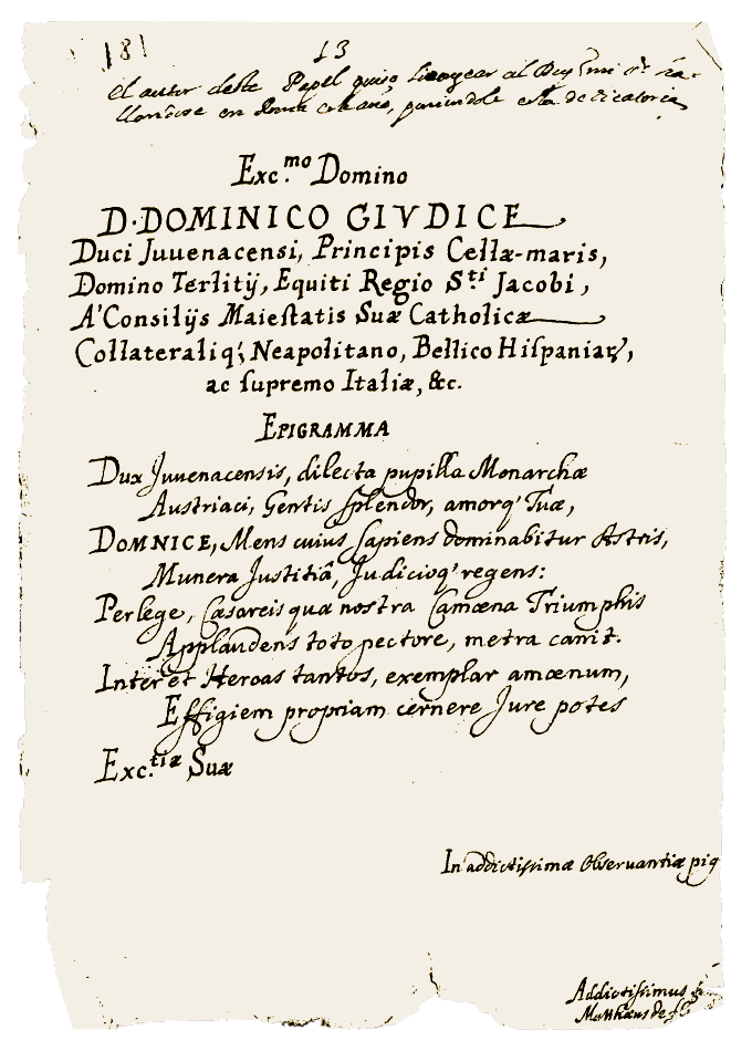 Epigramma di D. Dominico Giudice