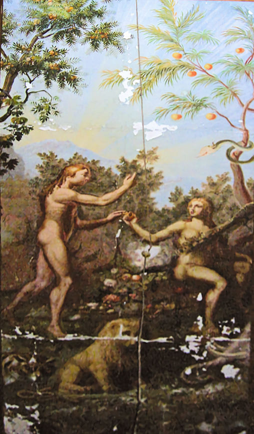 Affresco sul soffitto: Adamo ed Eva nell’Eden
