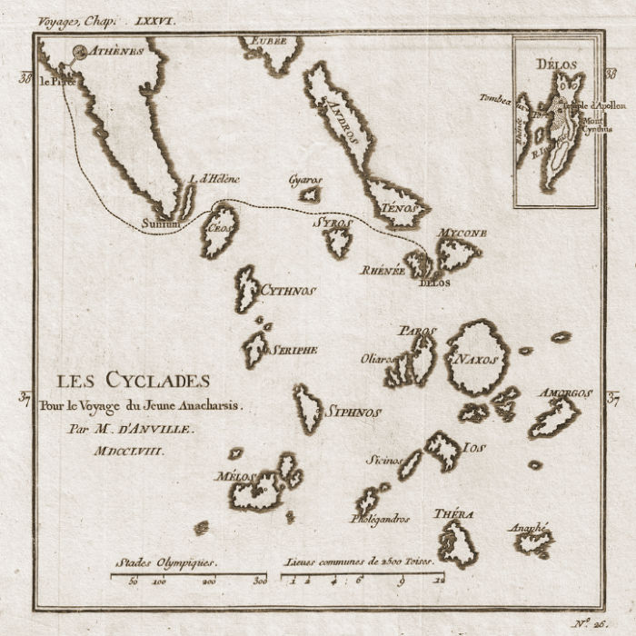 Le Isole Cicladi, da una tavola di Jean Denis Barbie du Bocage