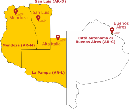 Mendoza, La Pampa, San Luis, Città di Buenos Aires (AR)